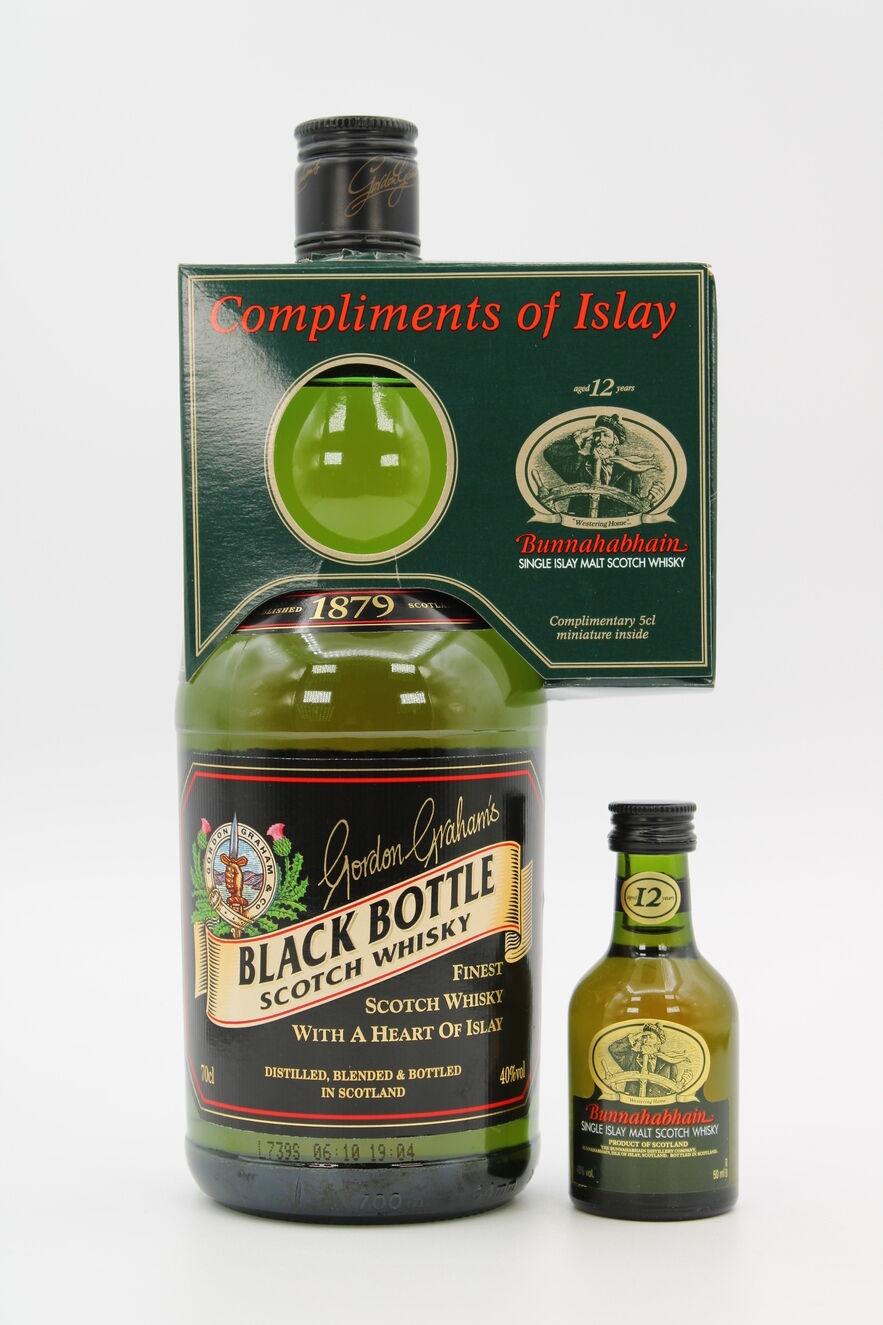 Black Bottle - 1 x 70cl & Bunnahabhain - 12 Years Old - 1 x 5cl