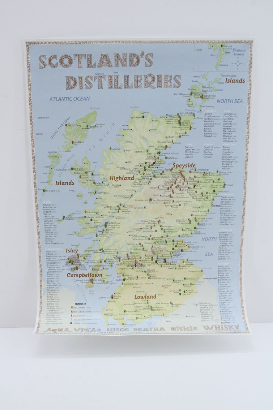 A Map of Scotland Distillery's - Poster