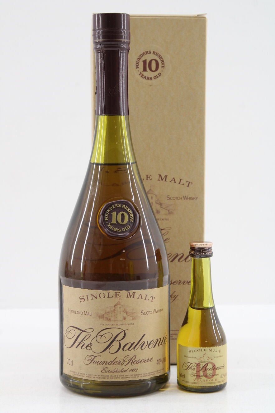 Balvenie - 10 Years Old - Founders Reserve Cognac Bottle + Matching Miniature