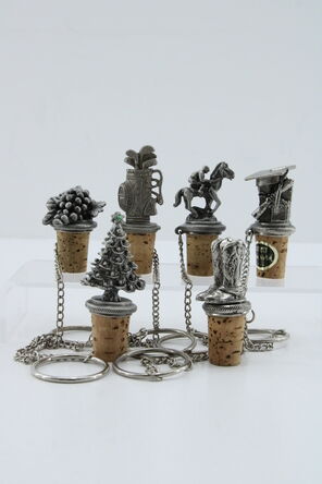 Assorted Chained Bottle Stoppers  x6